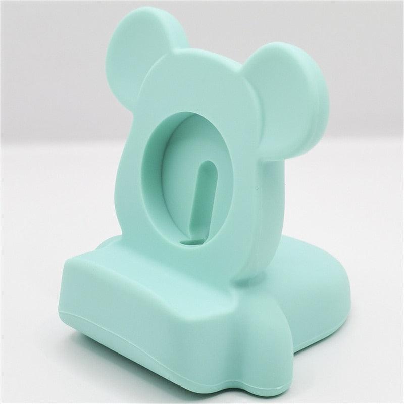 Charming & Ergonomic Bear Cub Shaped Desk Stand | Silicone Charger Holder for Apple Watch Series 8, 7, 6, SE, 5, 4 | Compatible with iWatch 45mm to 38mm Sizes